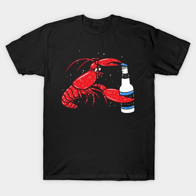 Lobster Drinking Beer T-Shirt by maxdax
